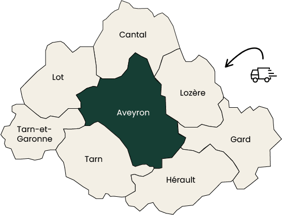 Zone d'intervention de CB Prestation : basée en Aveyron et intervention également dans les départements limitrophes : Lot, Cantal, Lozère, Gard, Hérault, Tarn et Tarn-et-Garonne