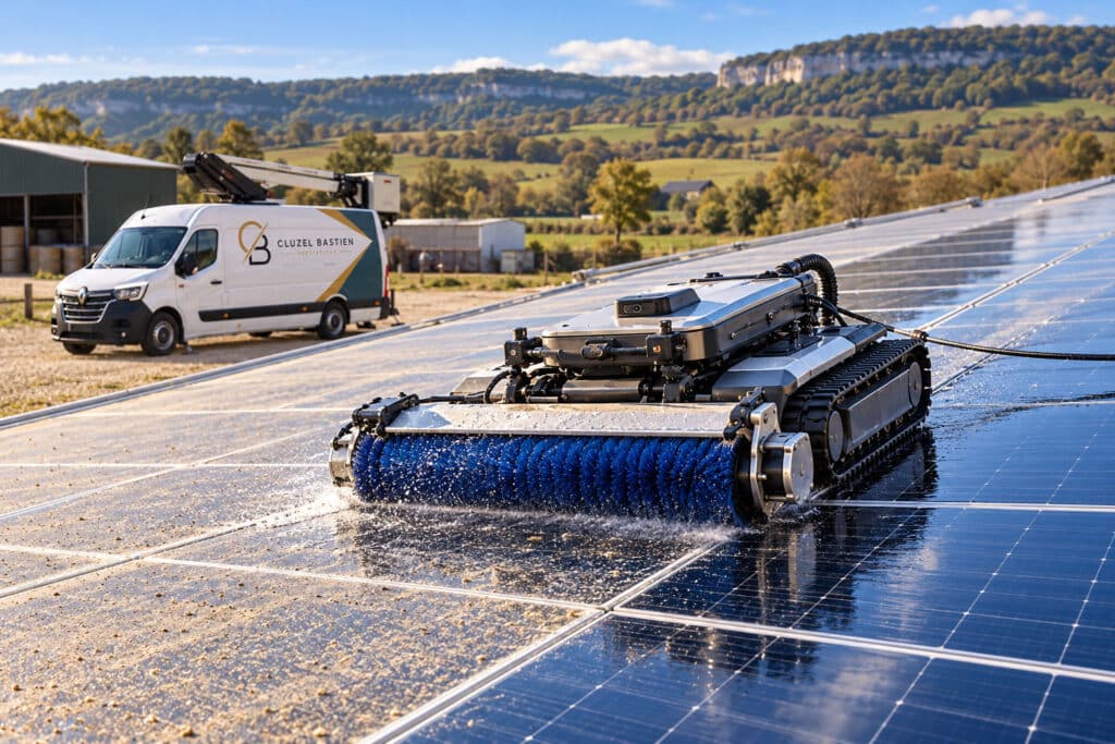 Robot de nettoyage pour panneaux photovoltaïques avec CB Prestations en Aveyron